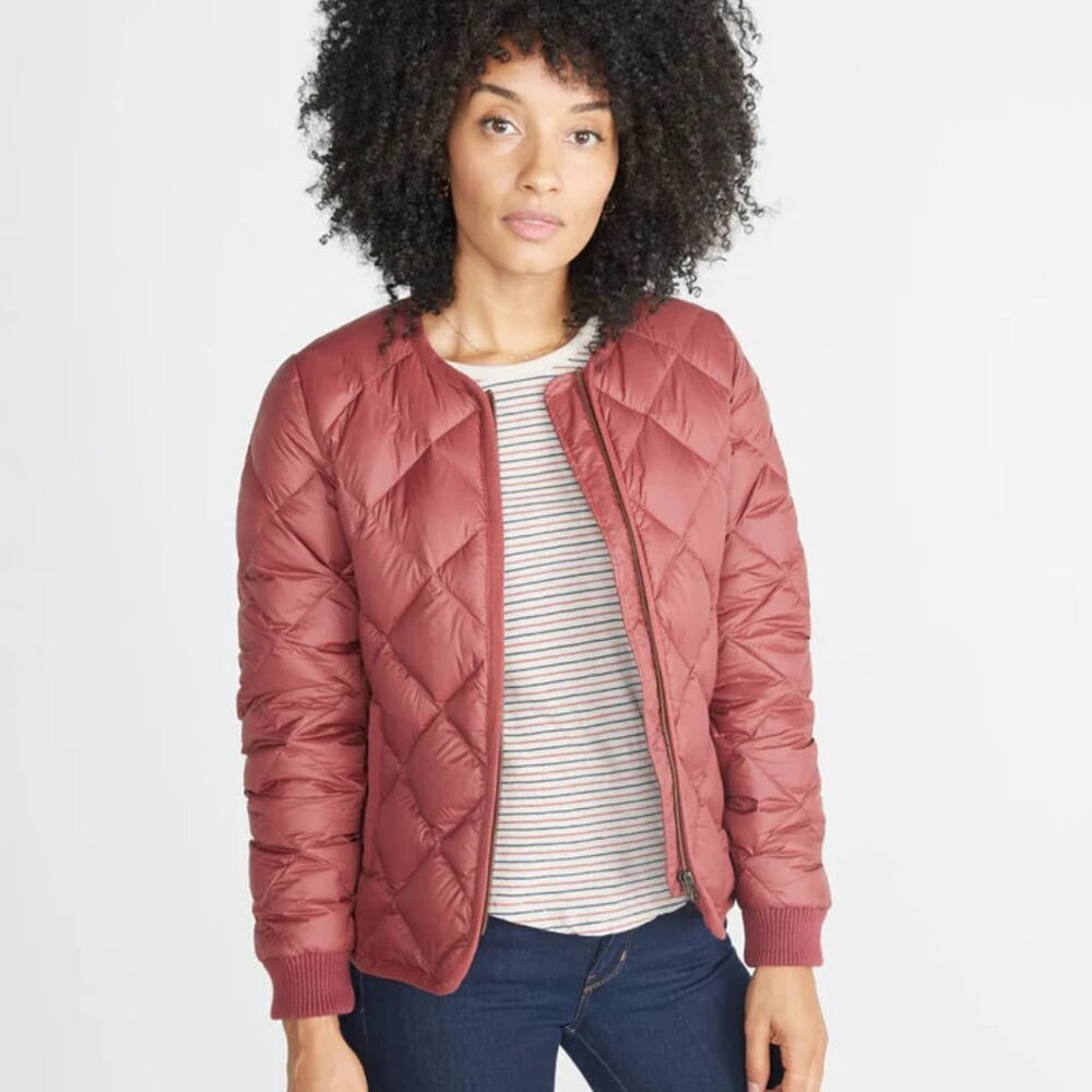 Marine Layer Laney Puffer Quilted Coat in Merlot Sz S